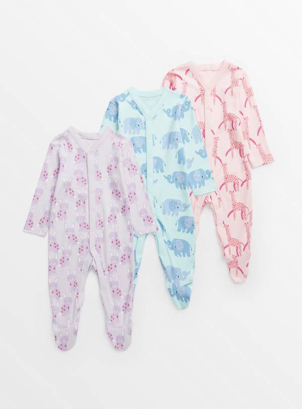 Bright Animal Sleepsuit 3 Pack Up to 3 mths